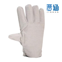 晋涵 帆布手套 均码 24道线 黄/白 双