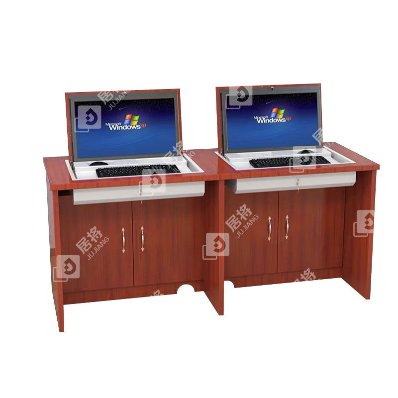 居将 JJ4022309 多媒体翻转电脑桌电教室培训桌隐藏式机房电脑桌 双人位
