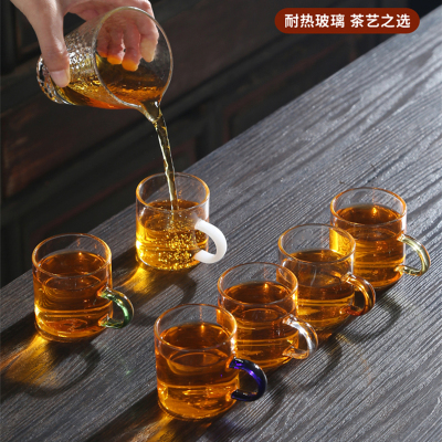 [补贴10%]耐热玻璃小茶杯带把杯透明主人杯茶碗直把家用杯功夫茶具高硼硅