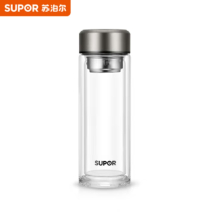 苏泊尔(SUPOR) KCG38AZ10 双层耐热玻璃杯C-流光银 380ml