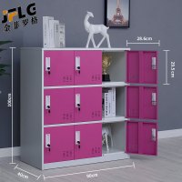 金菲罗格 铁皮更衣柜收纳小柜子带锁储物柜 红色九门文件柜