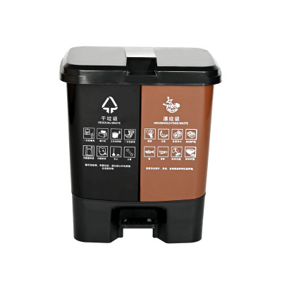 南京四色分类脚踏垃圾桶60L双分类垃圾箱家用酒店商务学校大号 60L分类(颜色备注)