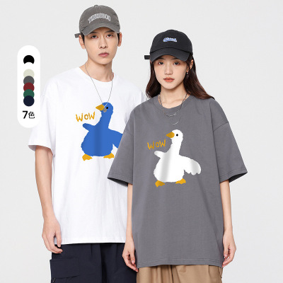 户外情侣纯棉短袖T恤夏季新款宽松休闲百搭打底衫上衣男女印花T恤