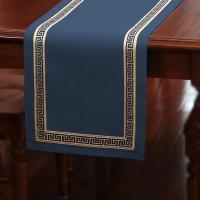 美式桌旗新中式茶旗布禅意席茶几桌布现代简约北欧床旗餐桌茶桌布 藏青色 33*260CM(适合2米餐桌或茶桌)