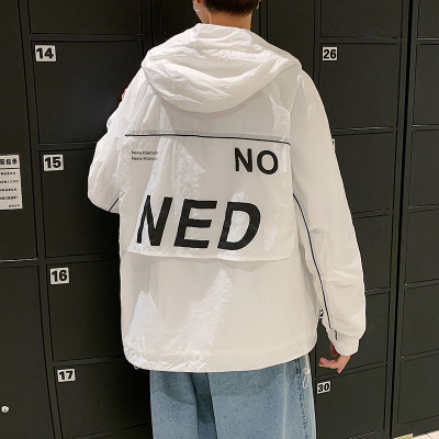 夏季新款男士韩版连帽休闲运动防晒衣情侣潮网红同款流行夹克外套