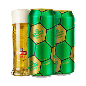 青岛啤酒(TSINGTAO)足球罐啤酒10度500ml*12罐 整箱装 官方直营