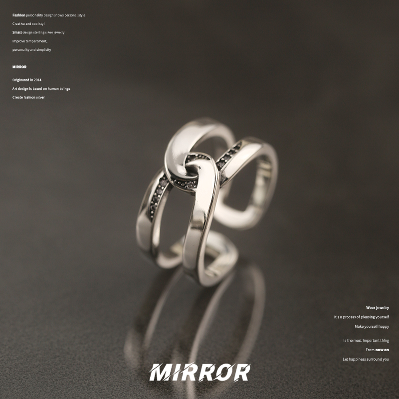 925纯银打结戒指女指环尾戒韩国网红高级感时尚潮重约4g BCJ3182送女朋友老婆情人节七夕生日礼物