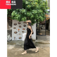 YIBUSHENG季2024新款复古气质吊带裙女小众设计感破洞连衣裙显瘦修身长裙
