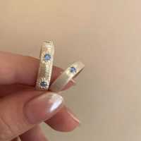 甜美海蓝锆石开口戒指女轻奢星芒指环甜酷叠戴气质百搭食指戒饰品送女朋友老婆情人节七夕生日礼物