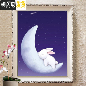三维工匠5D钻石画满钻新款月亮兔子点钻十字绣卧室客厅可爱卡通儿童钻石绣 [满钻钻石画]55*45厘米[先收藏先发货]