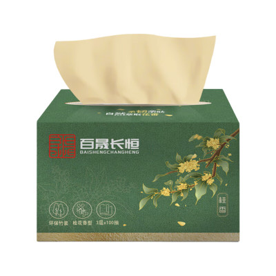 百晟长恒 BSCH-C22GS 3层100抽每包 152mm*190mm 抽纸 绿色