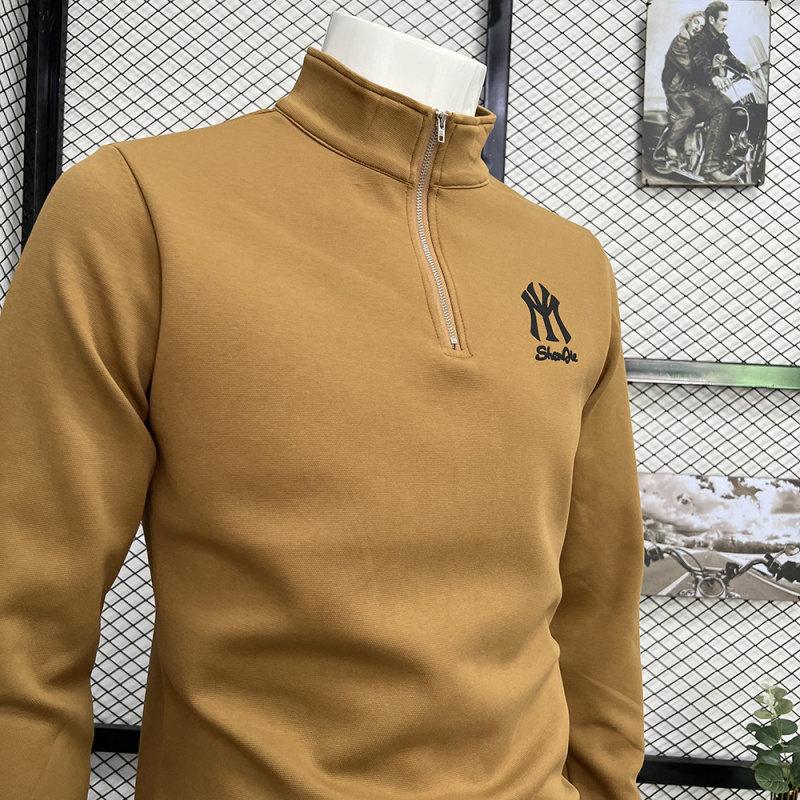 时尚卫衣男装打底衫体恤半高领半拉链字母休闲潮流长袖秋冬季新款