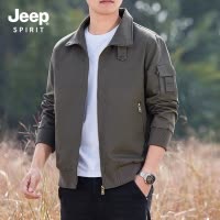 JEEP吉普夹克男春秋纯棉工装外套2025新飞行美式休闲品牌翻领上衣