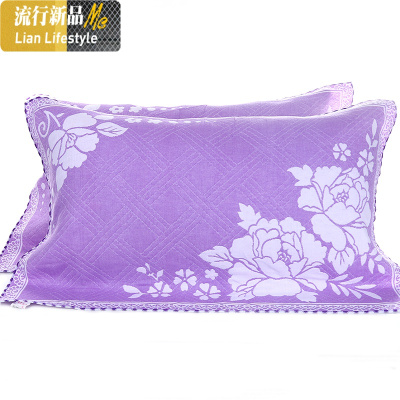 两条装三层棉纱布加棉加大加厚枕巾52X78枕头巾婚庆情侣回礼 三维工匠