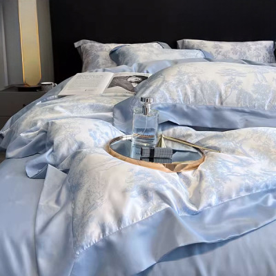 天丝四件套真丝床单被套高级感丝滑床笠被罩冰丝床品三件套_332