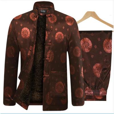 NEWLAKE冬季中老年人加绒加厚唐装男套装爸爸装棉衣老人衣服男爷爷装棉袄棉衣