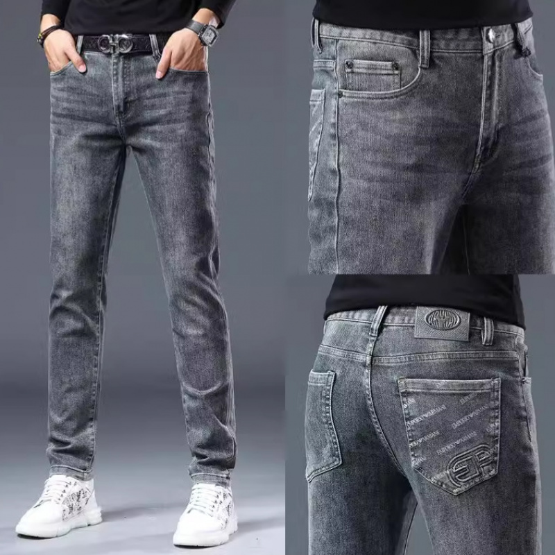 秋冬新款欧洲站轻奢潮牌牛仔裤弹力修身小直筒裤潮流百搭