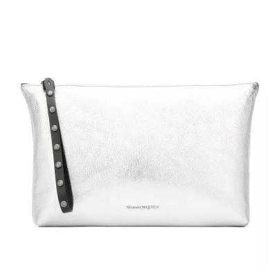 ALEXANDERMCQUEEN/亚历山大·麦昆其他欧美时尚银色皮革男士手拿包旅行;休闲/街头;出差银色