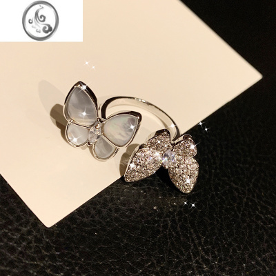 JiMi贝母蝴蝶戒指立体超仙轻奢食指指环女个性时尚小众设计感网红戒子