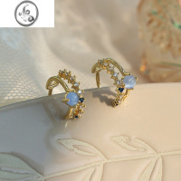 JiMi「仲夏夜之梦」简约浪漫猫眼石耳环气质蚊香盘耳夹女无耳洞耳饰