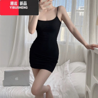 YIBUSHENG性感辣妹低领露锁骨吊带连衣裙简约修身显瘦包臀打底内搭背心短裙