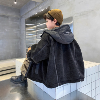 男童羊羔绒外套秋冬季新款儿童冬装毛毛衣夹棉加厚男孩棉衣潮