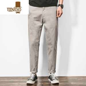 YANXU夏季休闲裤男直筒潮流百搭锥形裤修身小脚长裤夏天男装裤子潮