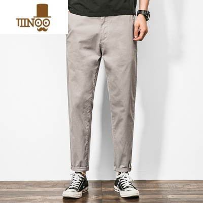 YANXU夏季休闲裤男直筒潮流百搭锥形裤修身小脚长裤夏天男装裤子潮