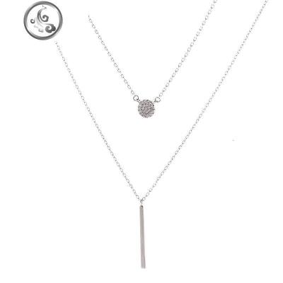 一字双层项链女ins简约气质锁骨链女时尚毛衣链子项链女纯银配饰 JiMi