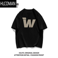 HLCOMAN美式潮牌高街字母印花短袖T恤男夏季新款宽松百搭ins半袖上衣