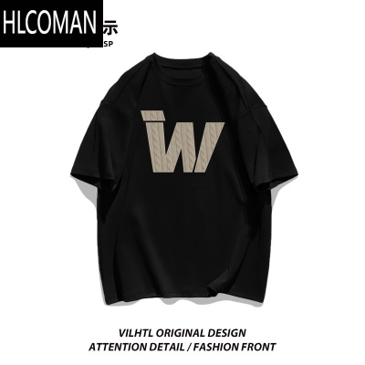 HLCOMAN美式潮牌高街字母印花短袖T恤男夏季新款宽松百搭ins半袖上衣