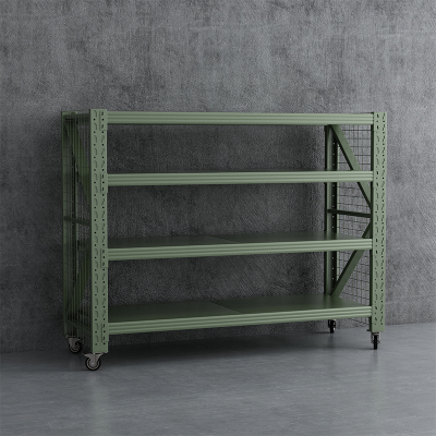 臻远 ZYJJ-HJ-087 可移动货架库房置物架带轮重型货架四层后背无网2000*800*1600mm/500kg