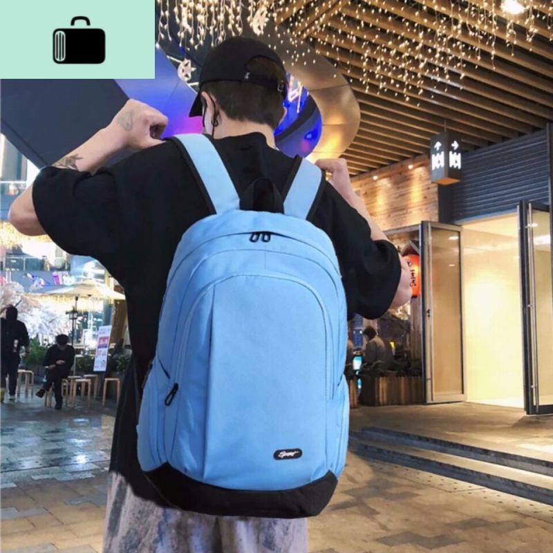 男士多功能双肩包大容量旅行包男女初中高中学生书包潮流时尚背包NEW LAKE 水清蓝颜色46.31.17CM