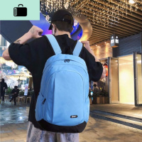 男士多功能双肩包大容量旅行包男女初中高中学生书包潮流时尚背包NEW LAKE 水清蓝颜色46.31.17CM