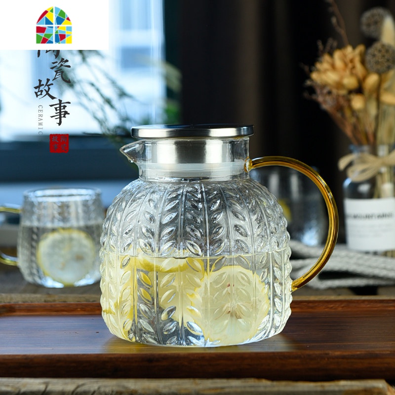 杯套装扎壶大容量凉水壶 fenghou 秋泉壶1300ml 麦穗圆杯*2 日式茶盘