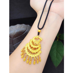 民族风凤凰沙金项链新娘结婚镀金仿金假黄金龙凤项链结婚婚嫁首饰送女朋友老婆情人节七夕生日礼物