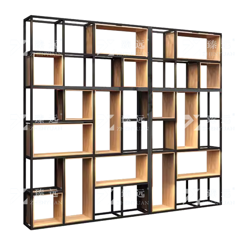 臻远ZY-SNJ-16置物架办公室隔断展示架落地多层书架客厅铁艺收纳架