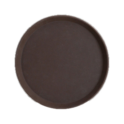 敏胤 MYP-0010圆形钢化防滑商用托盘 直径35cm(褐色)