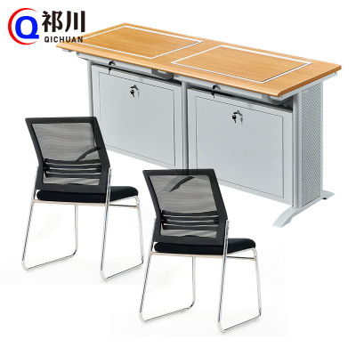 祁川 翻转电脑桌双人位含椅 QC012 套