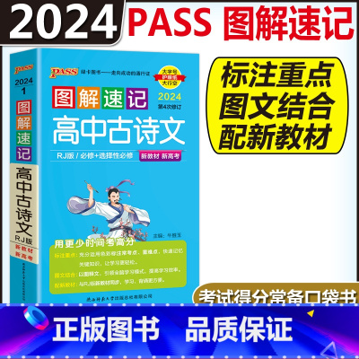 高中古诗文 高中通用 [正版]图解速记高中语文数学物理化学生物政治历史地理英语词汇单字语法文言文古诗文基础知识点总结大全