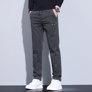 秋冬厚款松紧腰男士长裤新款莱赛尔天丝弹力潮流抽绳休闲裤男