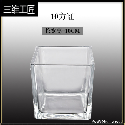 水培器皿创意玻璃花盆水养植物瓶透明花器绿萝白掌花瓶正方形容器三维工匠10方缸