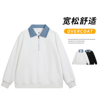 春秋季美式潮牌半拉链长袖套头潮流卫衣男女同款翻领青少年男上衣