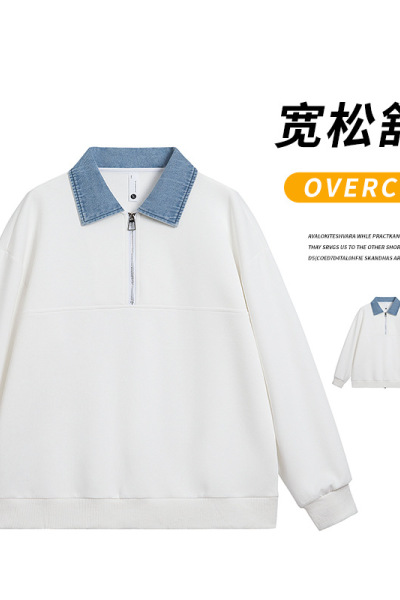 春秋季美式潮牌半拉链长袖套头潮流卫衣男女同款翻领青少年男上衣