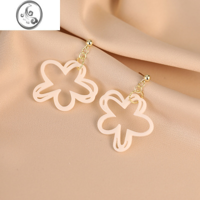 JiMi镂空白色花朵耳环超仙法式甜美复古气质温柔耳饰蚊香盘无耳洞耳夹