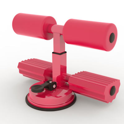 简易仰卧起坐辅助器卷腹运动压脚吸盘式吸地固定脚器健身器材家用双杆升级版-中国红