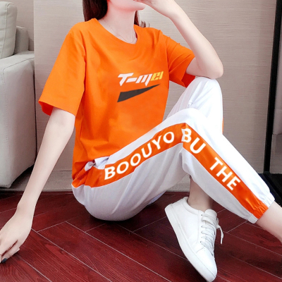 语弟休闲运动套装女2021夏季新款时尚韩版宽松显瘦休闲两件套潮