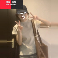 YIBUSHENG美式复古正肩灰色短袖t恤女季基础款小个子内搭打底衫上衣