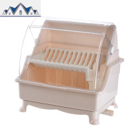 厨房碗筷收纳盒放碗沥水带盖迷你碗柜架餐具家用多功能碗碟置物架 三维工匠