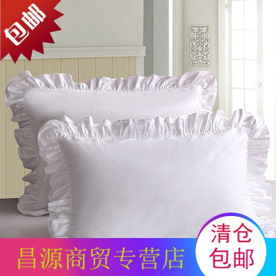 纯棉白色花边枕套全棉单人枕套白色花边枕套枕头套纯白花边枕套48cmX74cm